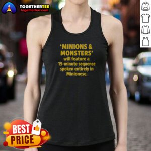 Funny Minions And Monsters Will Feature A 15 Minute Sequence Spoken Entirely In Minionese Tank top in yellow with playful graphic