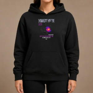 Funny Modest Mouse House Of Blues Anaheim CA Oct 21 2026 Poster printed on a black pullover hoodie with front pocket and drawstrings