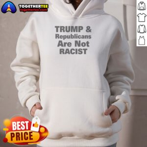 Funny Trump And Republicans Are Not Racist Hoodie in black with front graphic print