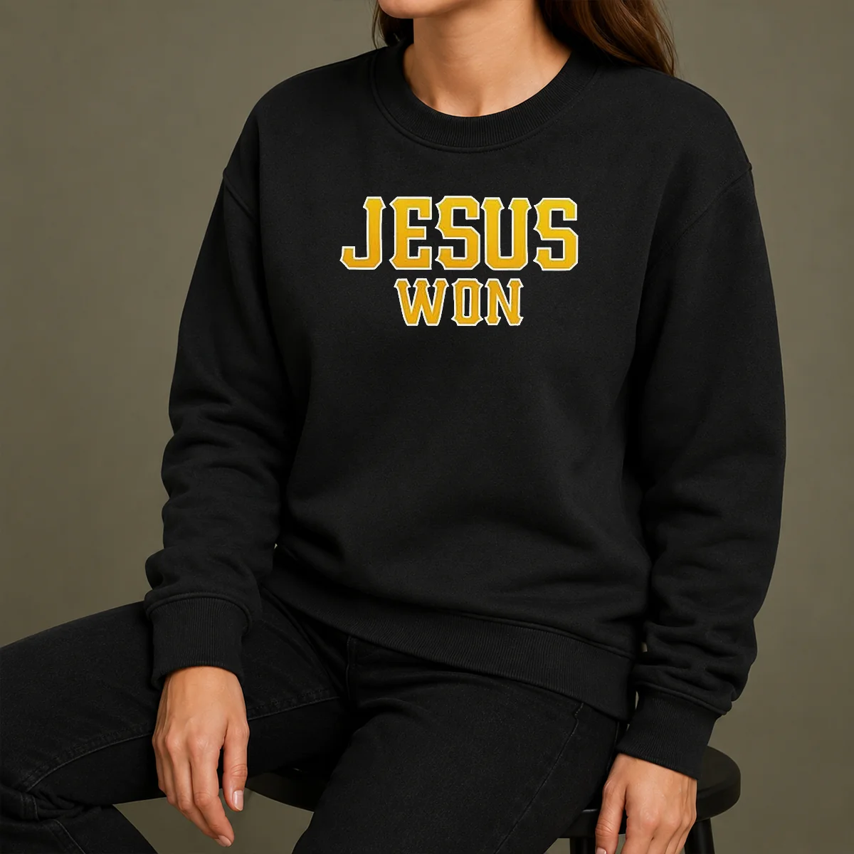 Good Jesus Won Christian Religious Faith Inspirational Quote Sport Style Sweater Good Jesus Won Christian Religious Faith Inspirational Quote Sport Style Sweater