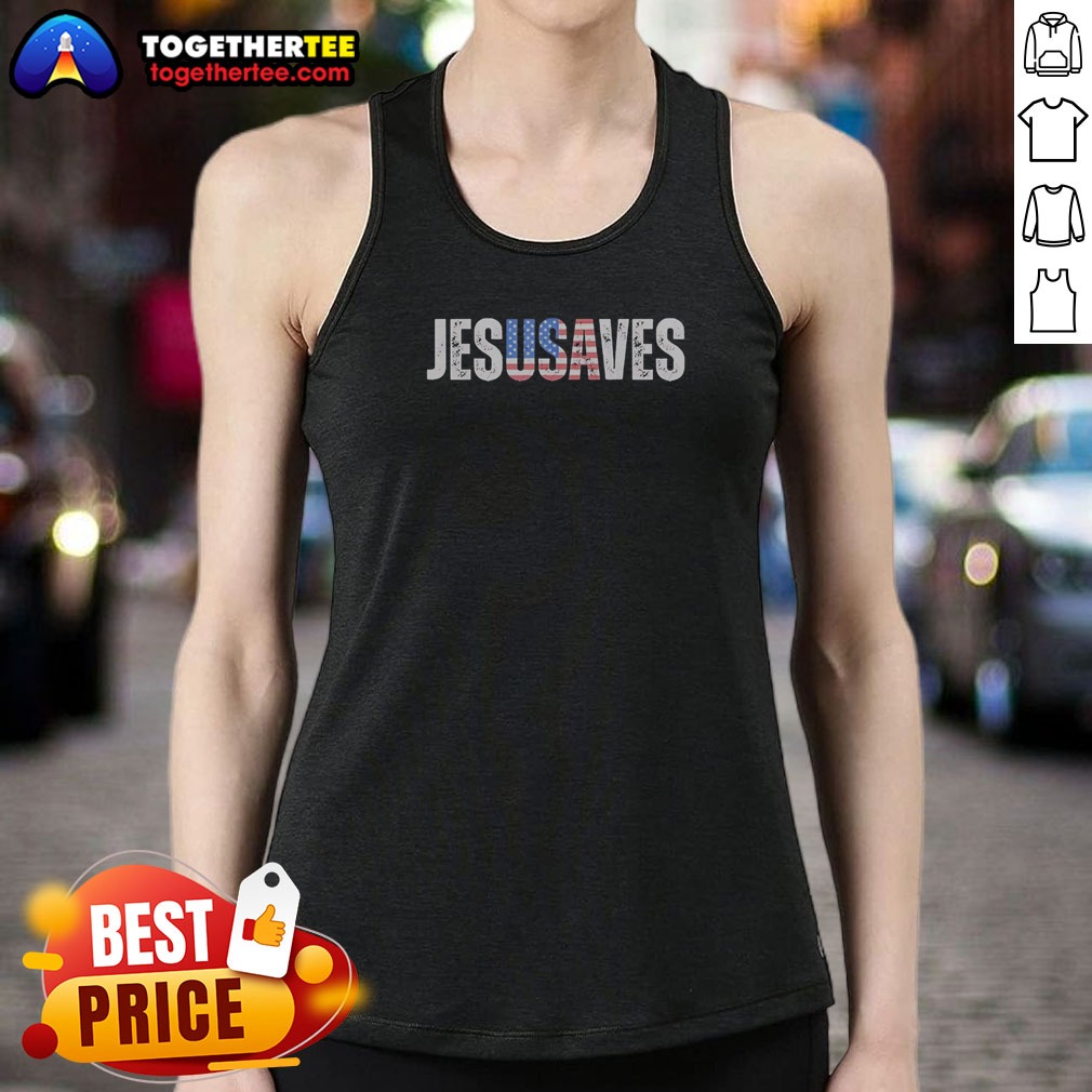 Good Jesusaves Patriotic Christian Pun Bold Text Shirt on Tank Top Good Jesusaves Patriotic Christian Pun Bold Text Shirt shown as a tank top preview