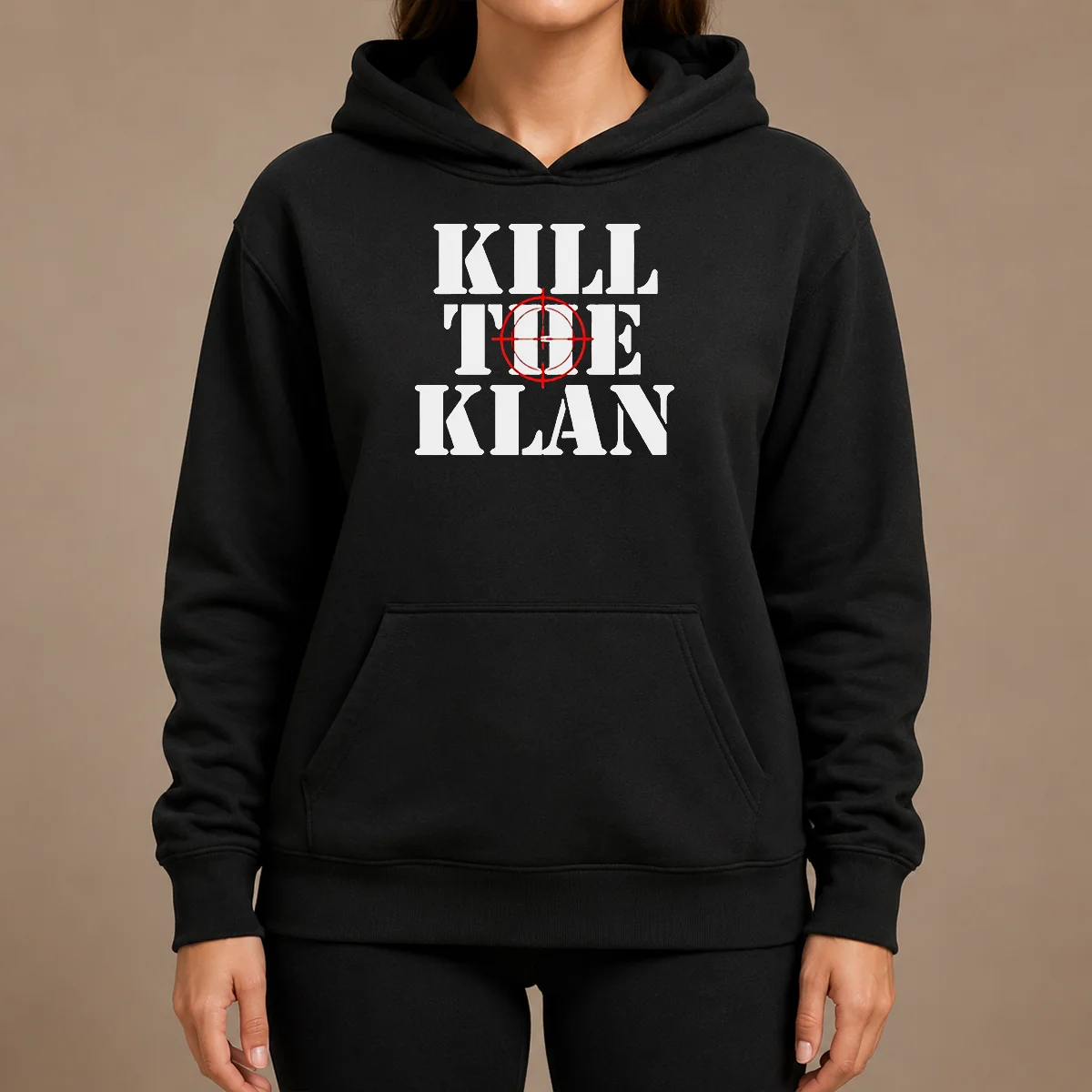 Good Kill The Klan Anti Racism Crosshair Target Graphic Statement Hoodie Good Kill The Klan Anti Racism Crosshair Target Graphic Statement Hoodie in black, featuring bold graphic on front
