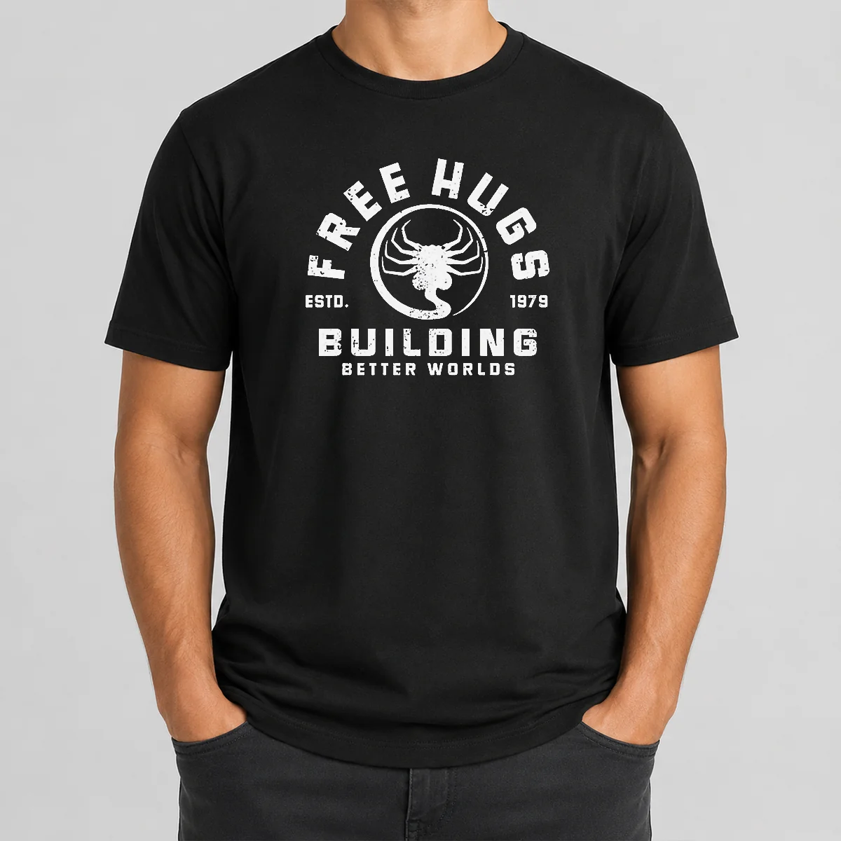Hot Free Hugs Alien Facehugger Building Shirt Hot Free Hugs Alien Facehugger Building Shirt