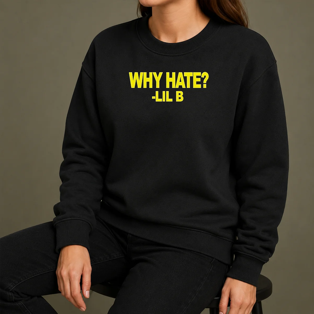 Nice Basedworld Lil B Why Hate Based God Rap Sweater Nice Basedworld Lil B Why Hate Based God Rap Sweater in black with graphic print on front
