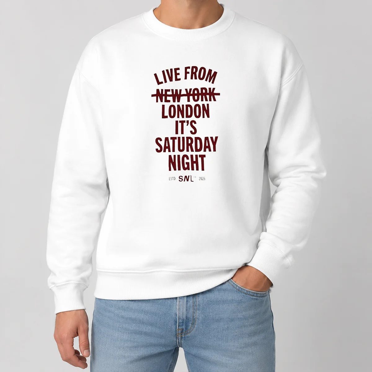 Nice Live From London It'S Saturday Night Live UK In 2026 Sweater Nice Live From London It'S Saturday Night Live UK In 2026 Sweater, cozy crewneck sweater with bold text design
