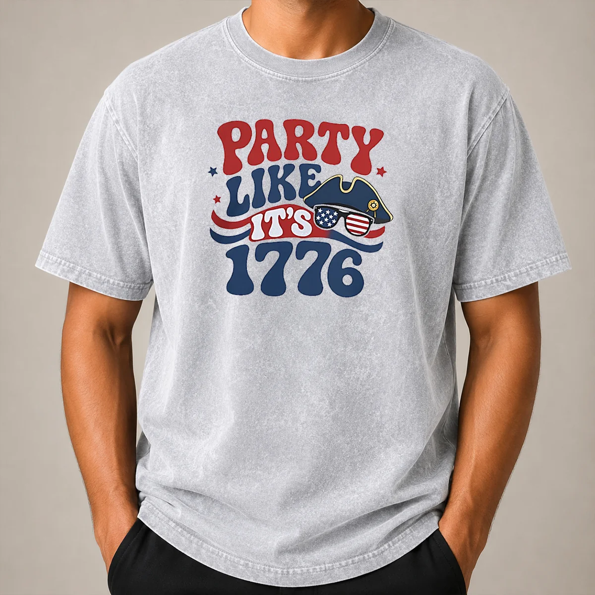 Nice Party Like It Is 1776 American Flag Sunglasses Revolutionary War Patriot Washed T Shirt Nice Party Like It Is 1776 American Flag Sunglasses Revolutionary War Patriot Washed T-Shirt