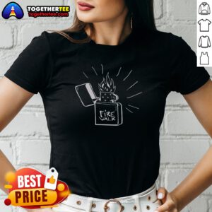 Official Black White Flame Fuel Lighter Ladies Shirt