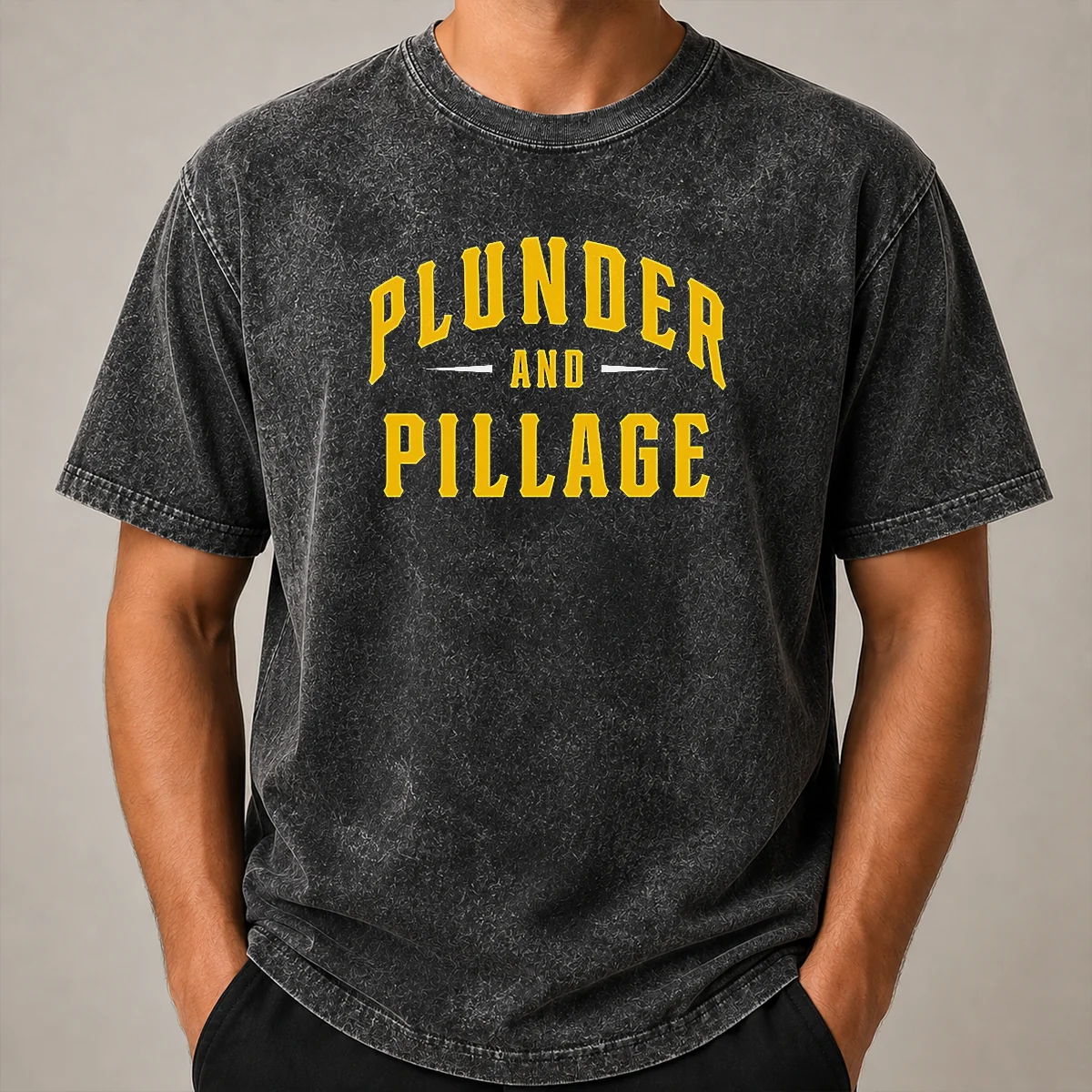 Official Plunder And Pillage Pittsburg PA Logo Washed T Shirt Official Plunder And Pillage Pittsburg PA Logo Washed T Shirt in faded black with vintage print