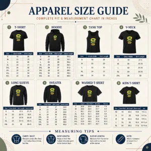 Size chart for Original Love Island UK Tommy Murphy Stussy Sunflower with measurements in inches and cm