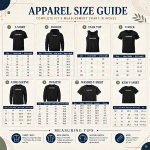 Size chart for Original Yahweh Minimalist Logo with measurements in inches and cm