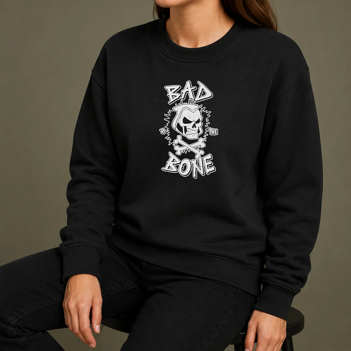 Premium Bad To The Bone Skull Skeleton Sweater Premium Bad To The Bone Skull Skeleton Sweater