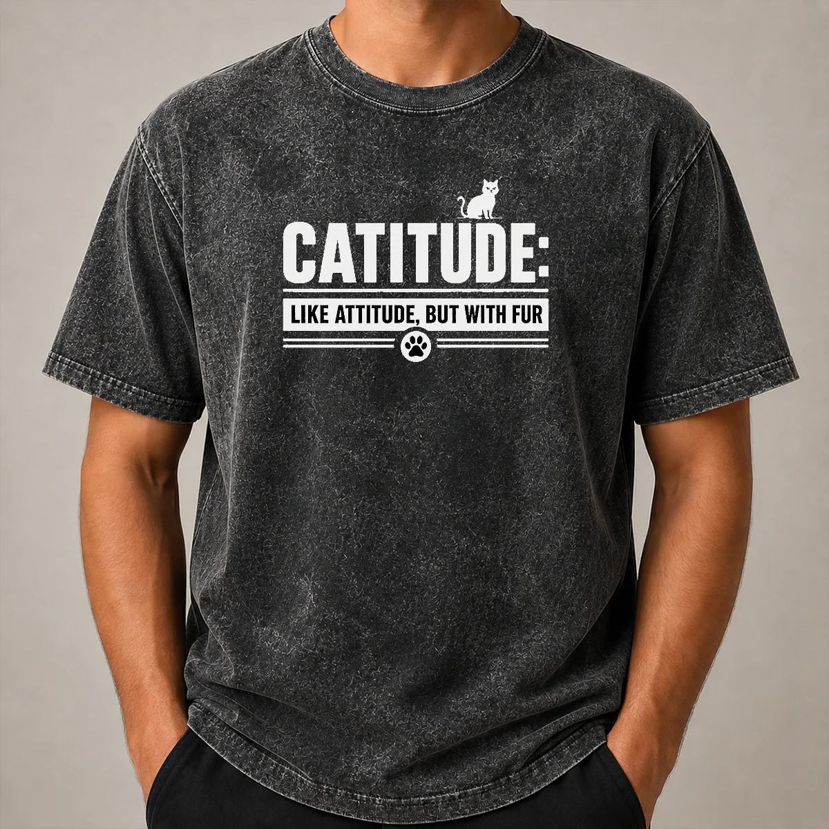 Premium Catitude Like Attitude But With Furr Washed T Shirt Premium Catitude Like Attitude But With Furr Washed T-Shirt