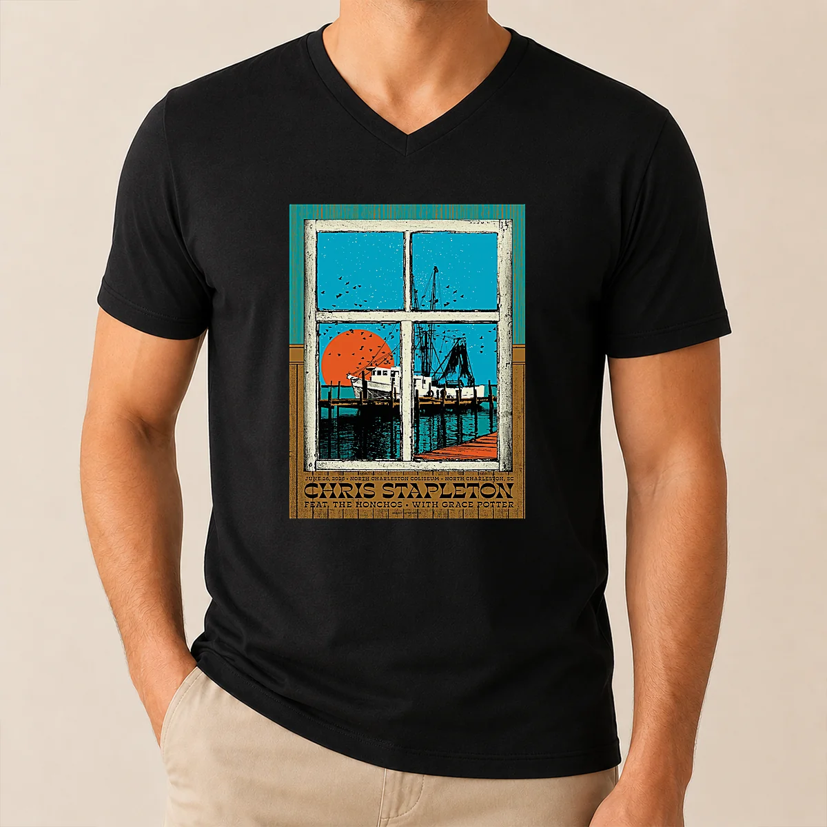 Premium Chris Stapleton At North Charleston V-Neck Shirt Premium Chris Stapleton At North Charleston V-Neck Shirt