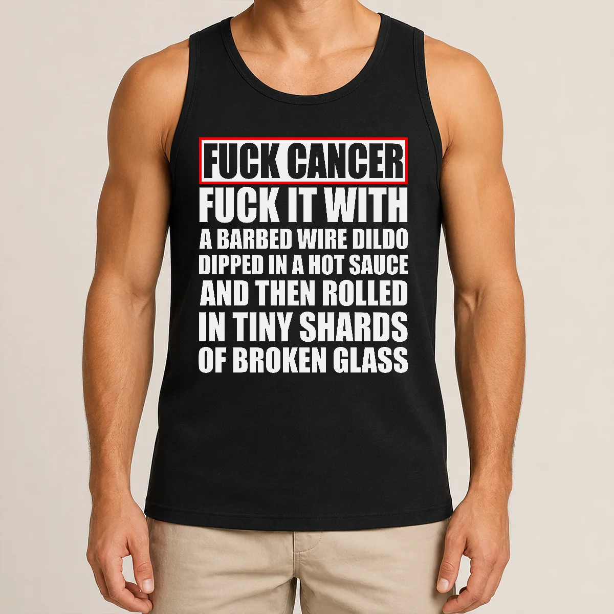 Premium Fck Cancer Fck It With A Barbed Wire Dildo Dipped In Hot Sauce Tank Top Premium Fck Cancer Fck It With A Barbed Wire Dildo Dipped In Hot Sauce Tank Top