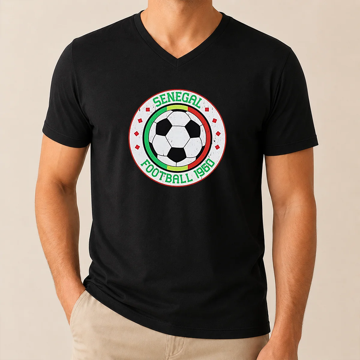 Premium Senegal Football 1960 Vintage Soccer V-Neck Shirt Premium Senegal Football 1960 Vintage Soccer V-Neck Shirt