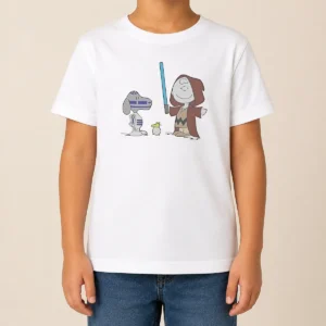 Pretty Charlie Brown Snoopy Woodstock Star Wars R2 D2 BB 8 Mashup Character Kids T-Shirt