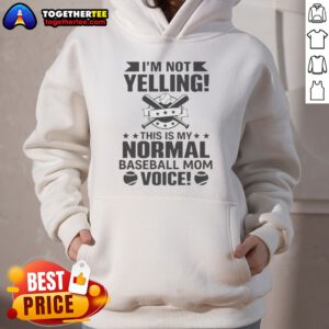 Pretty I'M Not Yelling This Is My Normal Baseball Mom Voice Baseball Hoodie in dark gray, cozy pullover with front pocket