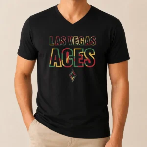 Pretty Las Vegas Aces Juneteenth Logo V-Neck Shirt