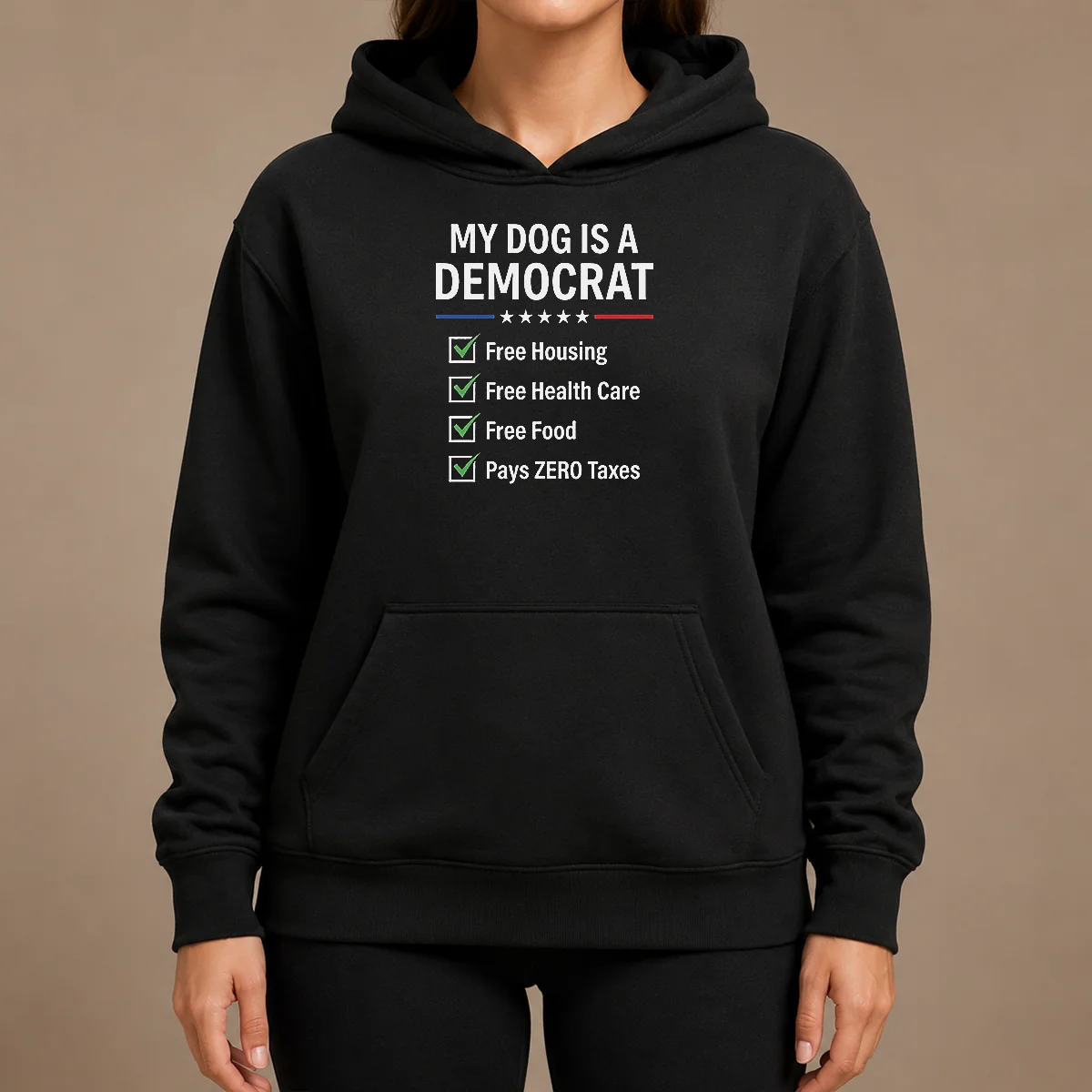 Pretty My Dog Is A Democrat Hoodie Pretty My Dog Is A Democrat Hoodie in charcoal gray with front pocket and drawstring hood
