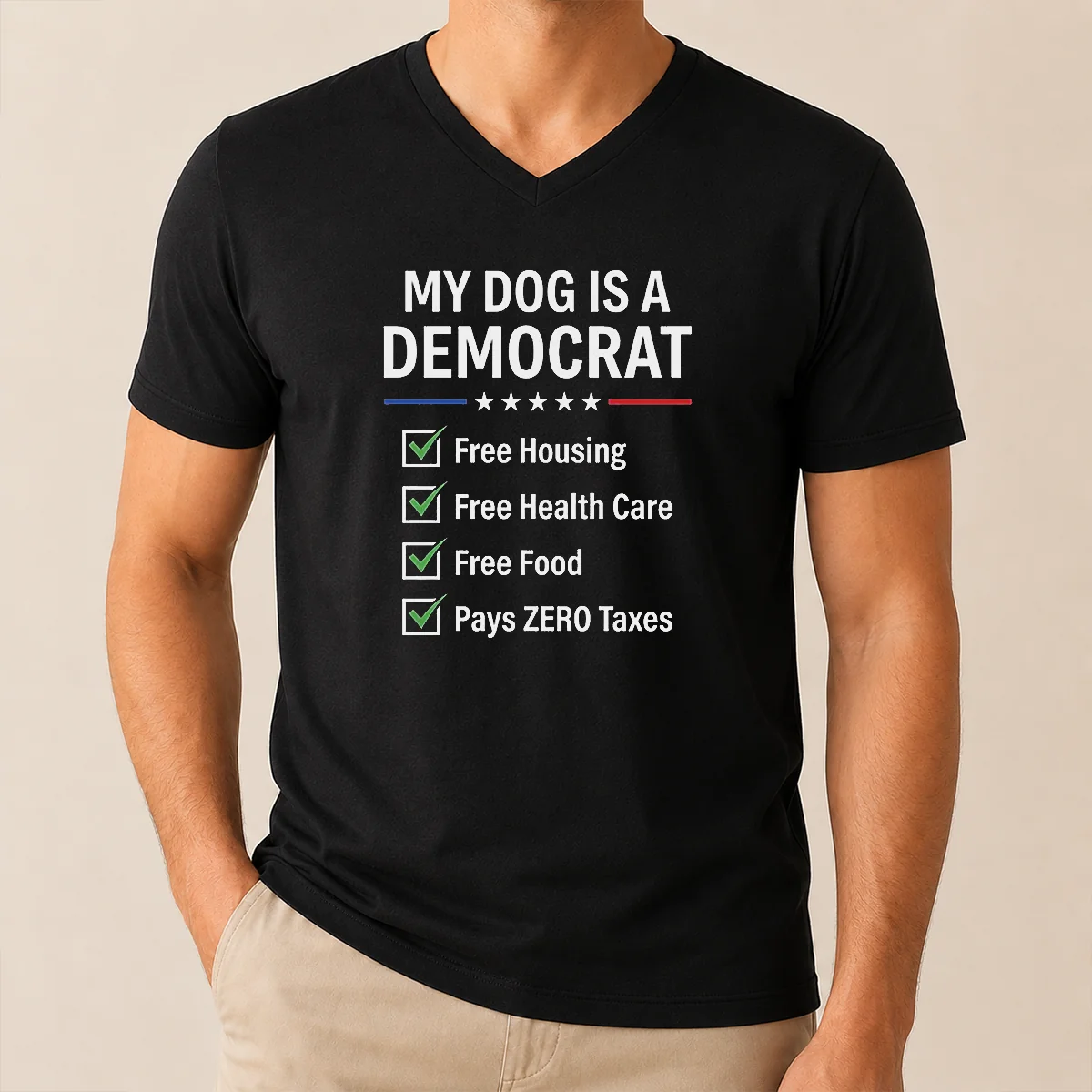 Pretty My Dog Is A Democrat V-Neck Shirt Pretty My Dog Is A Democrat V-Neck Shirt
