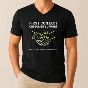 Top First Contact Alien Customer Support V-Neck Shirt