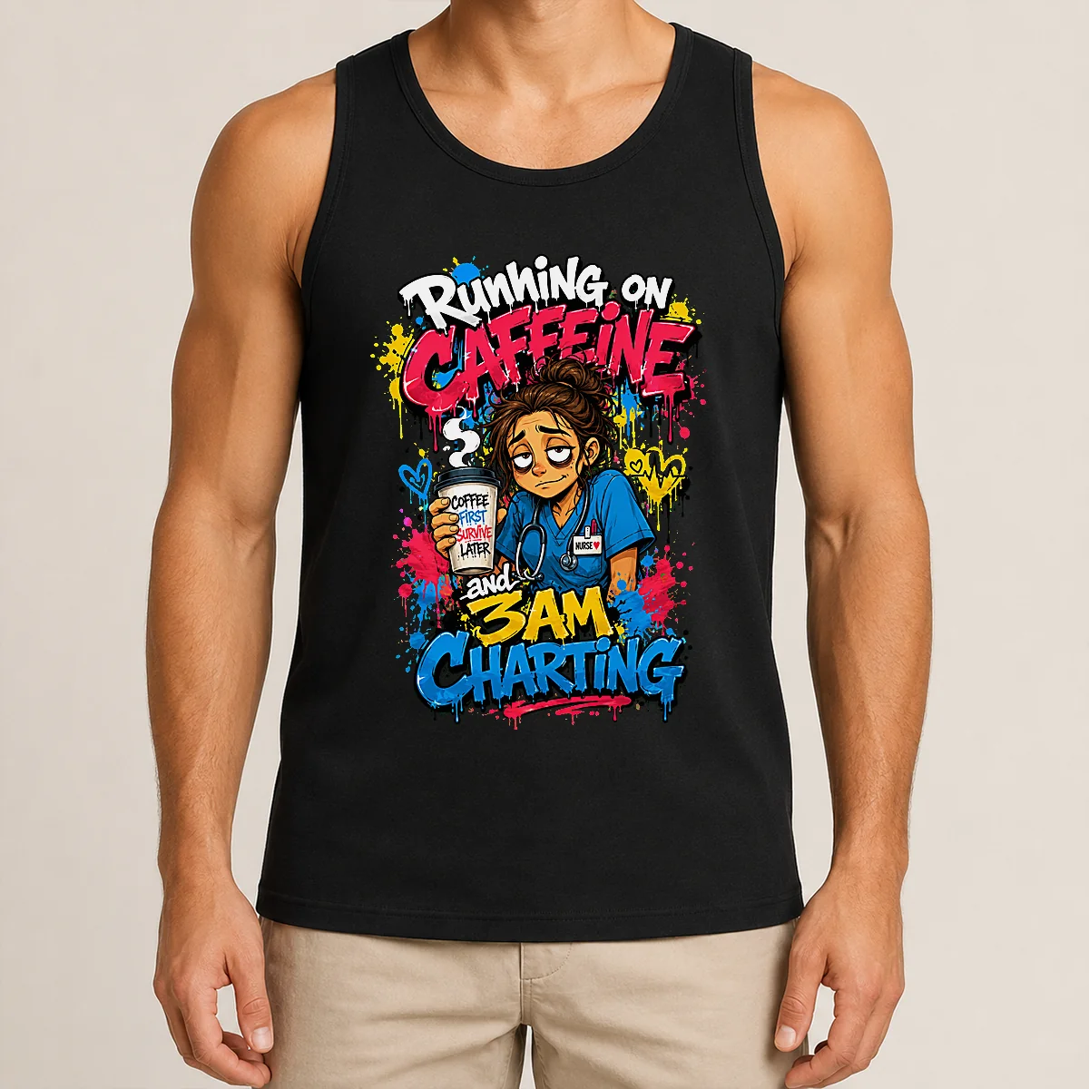 3AM Charting Nurse Graffiti Coffee Tank Top 3AM Charting Nurse Graffiti Coffee Tank Top
