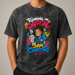 3AM Charting Nurse Graffiti Coffee Washed T-Shirt