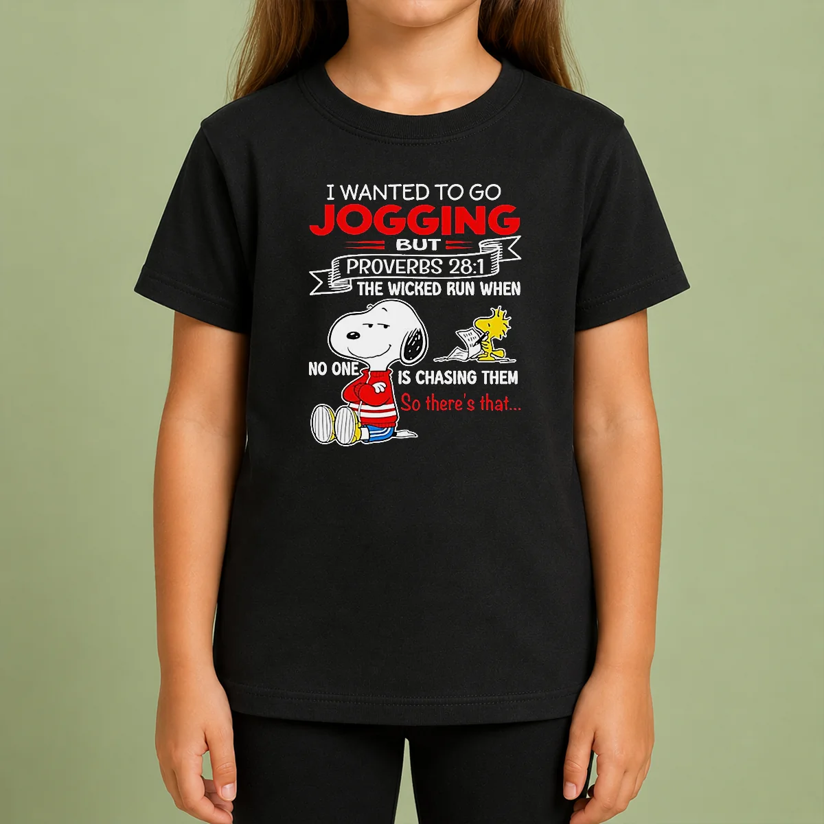 Awesome Premium Snoopy I Wanted To Go Jogging But Proverbs 28 1 The Wicked Run When No One Is Chasing Them So There'S That Kids T Shirt Awesome Premium Snoopy I Wanted To Go Jogging But Proverbs 28 1 The Wicked Run When No One Is Chasing Them So There'S That Kids T-Shirt