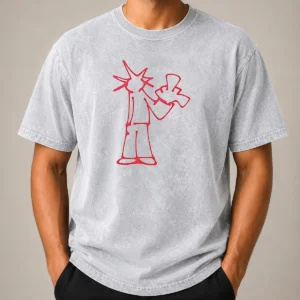 Awesome Statue Of Liberty New York City Sketch Art Doodle Minimal Line Drawing Washed T-Shirt