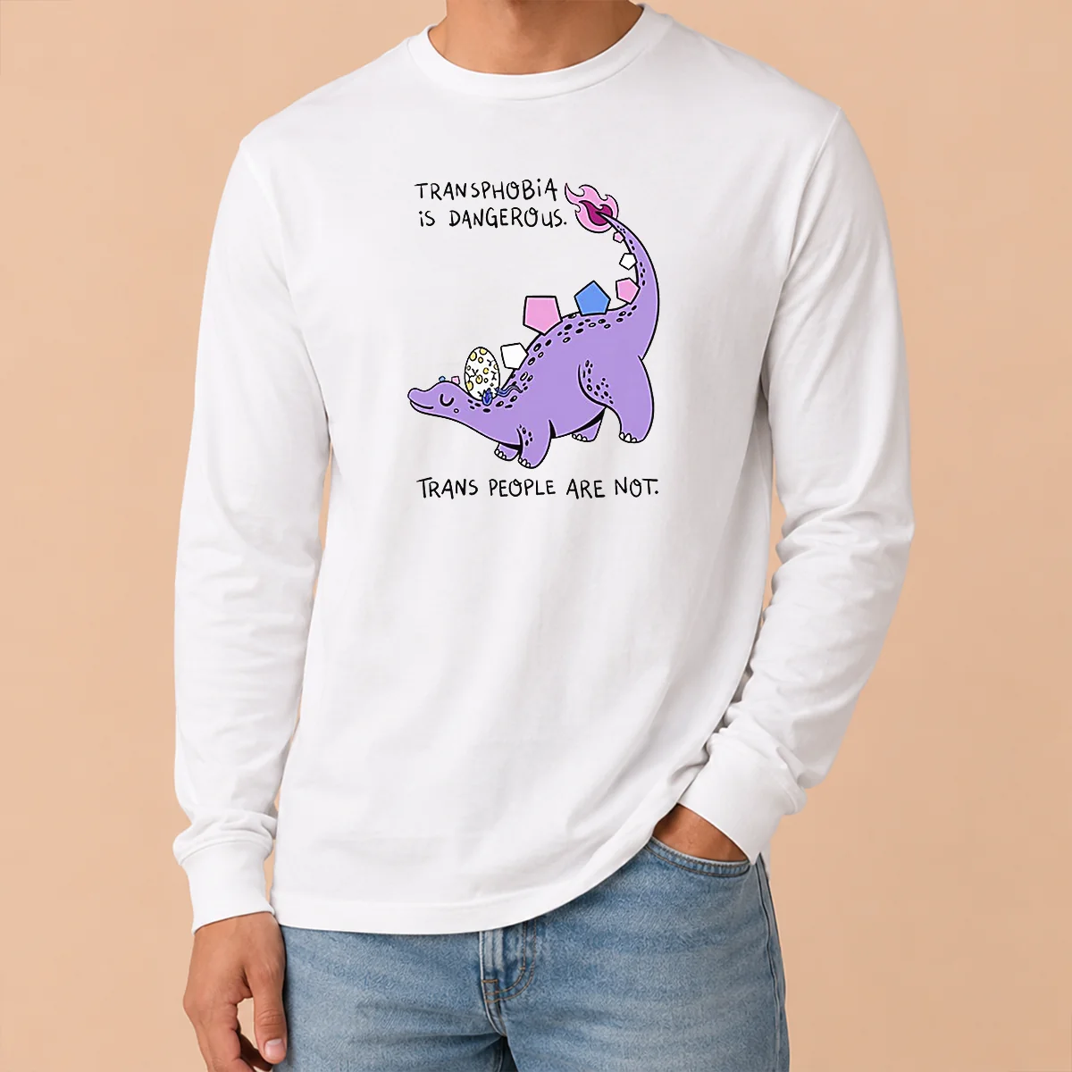 Awesome Transphobia Is Dangerous Trans People Are Not Long Sleeve Shirt Awesome Transphobia Is Dangerous Trans People Are Not long sleeve shirt in black, front view