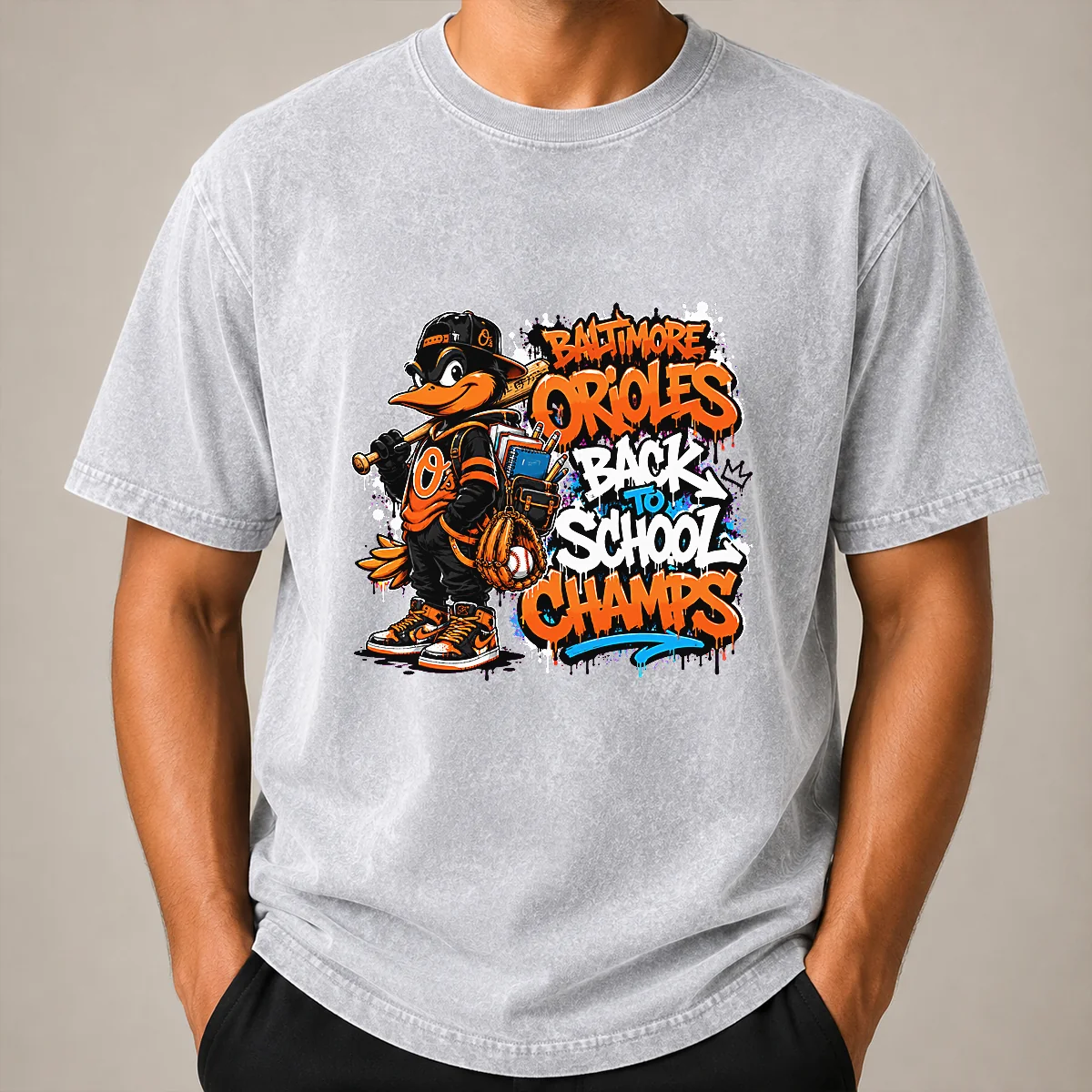 Baltimore Orioles Back to School Graffiti Washed T Shirt Baltimore Orioles Back to School Graffiti Washed T-Shirt