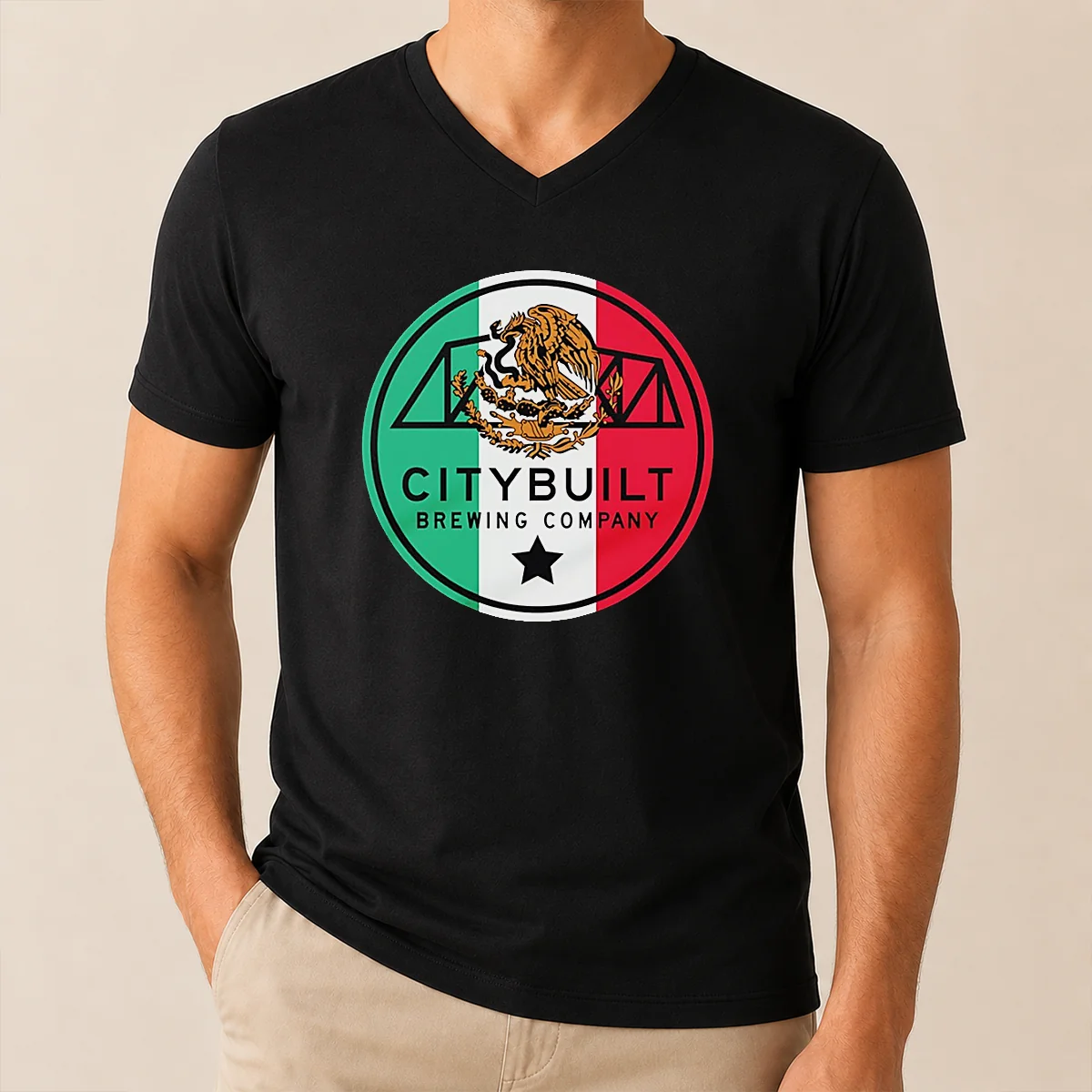 Funny Citybuilt Brewing Company Mexico Flag V-Neck Shirt Funny Citybuilt Brewing Company Mexico Flag V-Neck Shirt