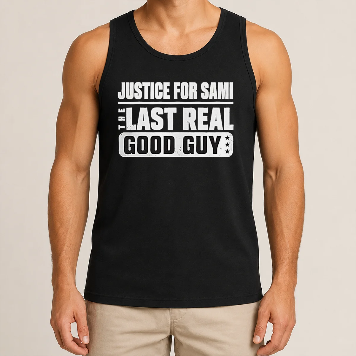 Funny Justice For Sami The Last Real Good Guy Text Tank Top Funny Justice For Sami The Last Real Good Guy Text Tank Top