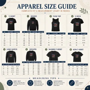 Size chart for Funny Proud To Soar Together Pop Art with measurements in inches and cm