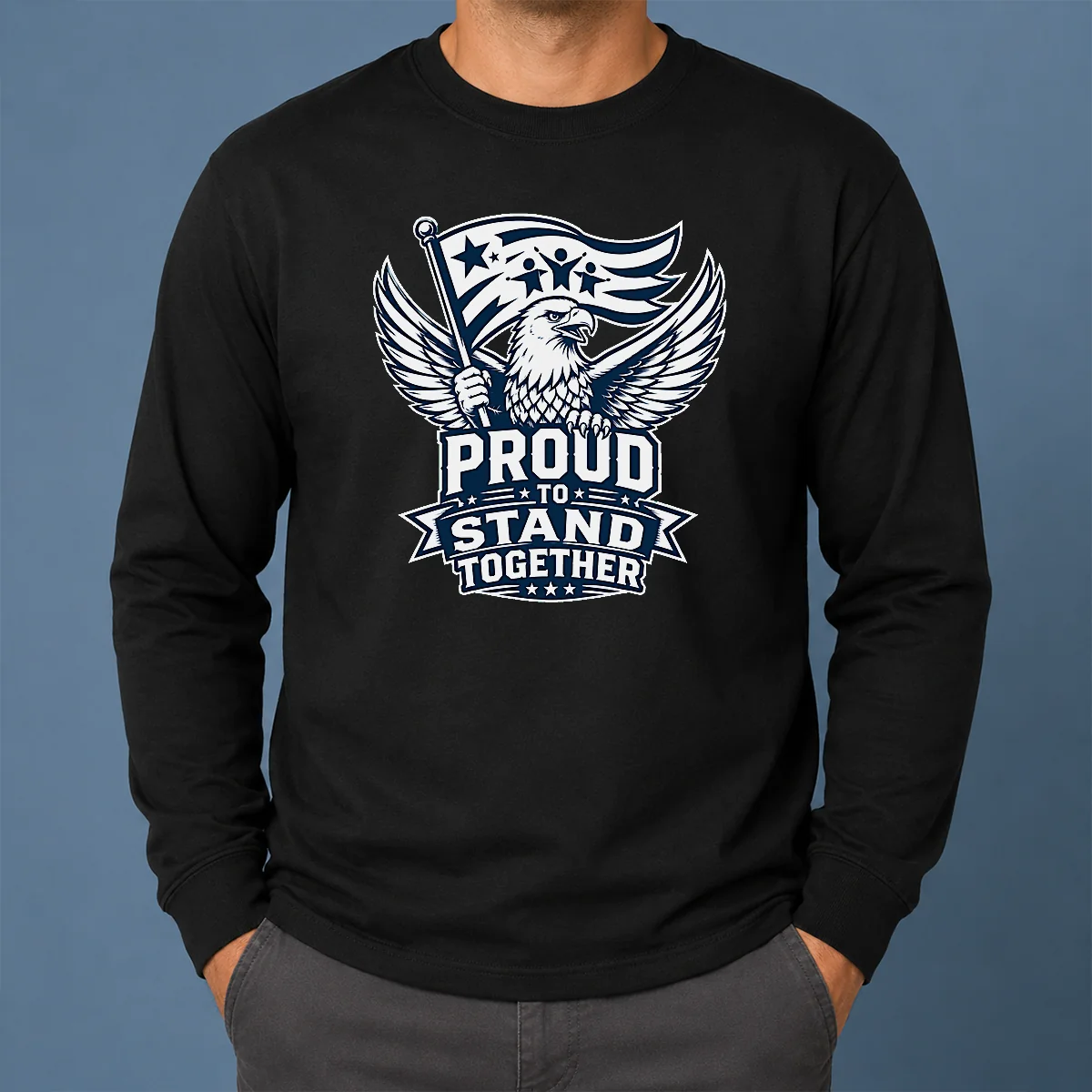 Funny Proud To Stand Together Eagle Line Art Long Sleeve Shirt Funny Proud To Stand Together Eagle Line Art Long Sleeve Shirt