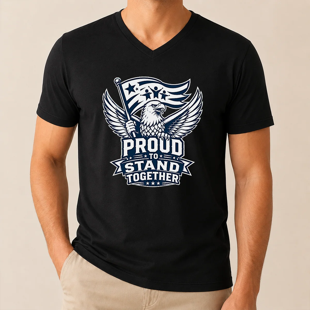 Funny Proud To Stand Together Eagle V-Neck Shirt Funny Proud To Stand Together Eagle V-Neck Shirt