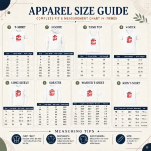 Size chart for Funny Real Men Shoot Raw Photography Camera Shutter Aperture with measurements in inches and cm