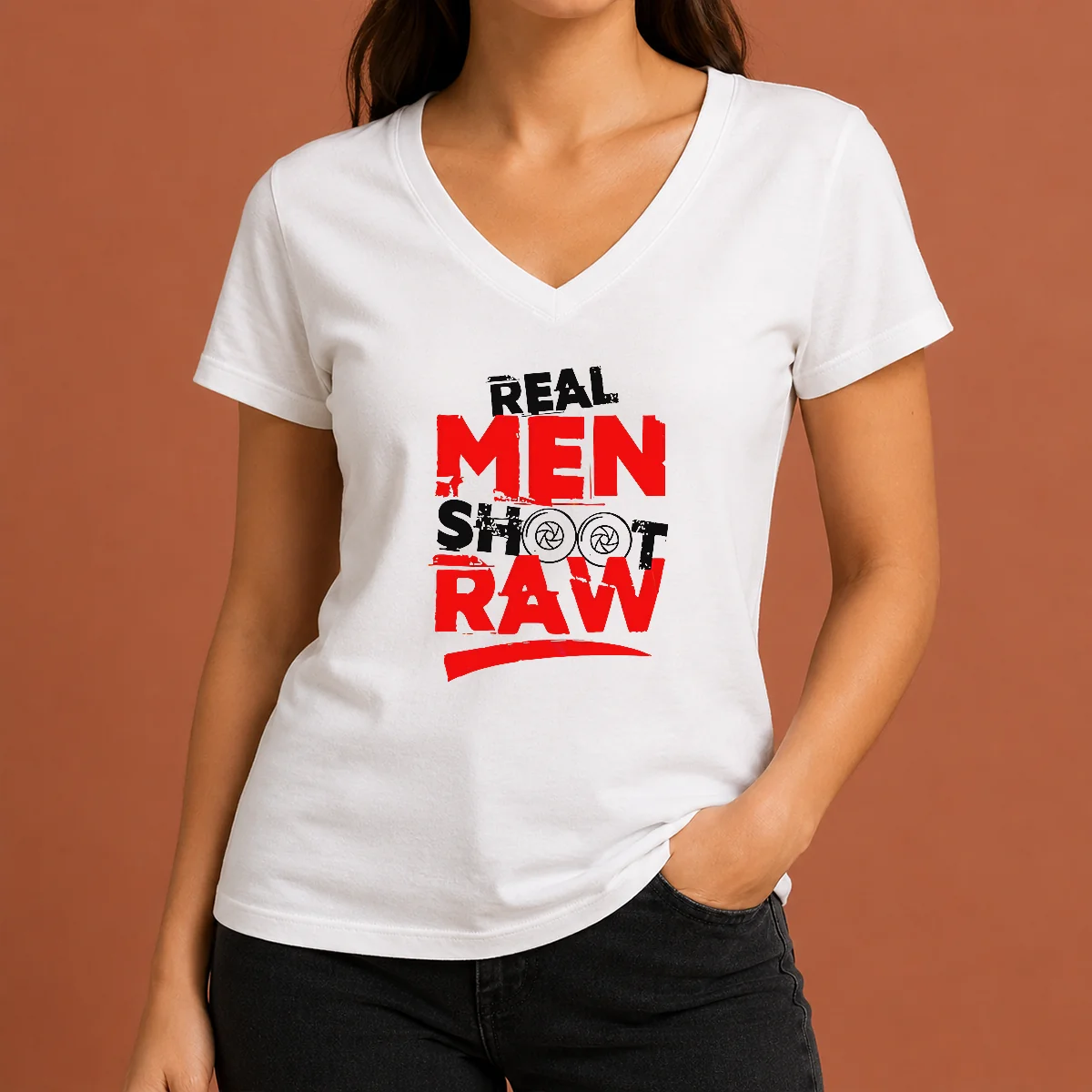 Funny Real Men Shoot Raw Photography V-Neck Shirt Funny Real Men Shoot Raw Photography V-Neck Shirt
