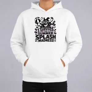 Funny Summer Splash Amoeba Silhouette Hoodie in soft fabric with front pocket and adjustable hood