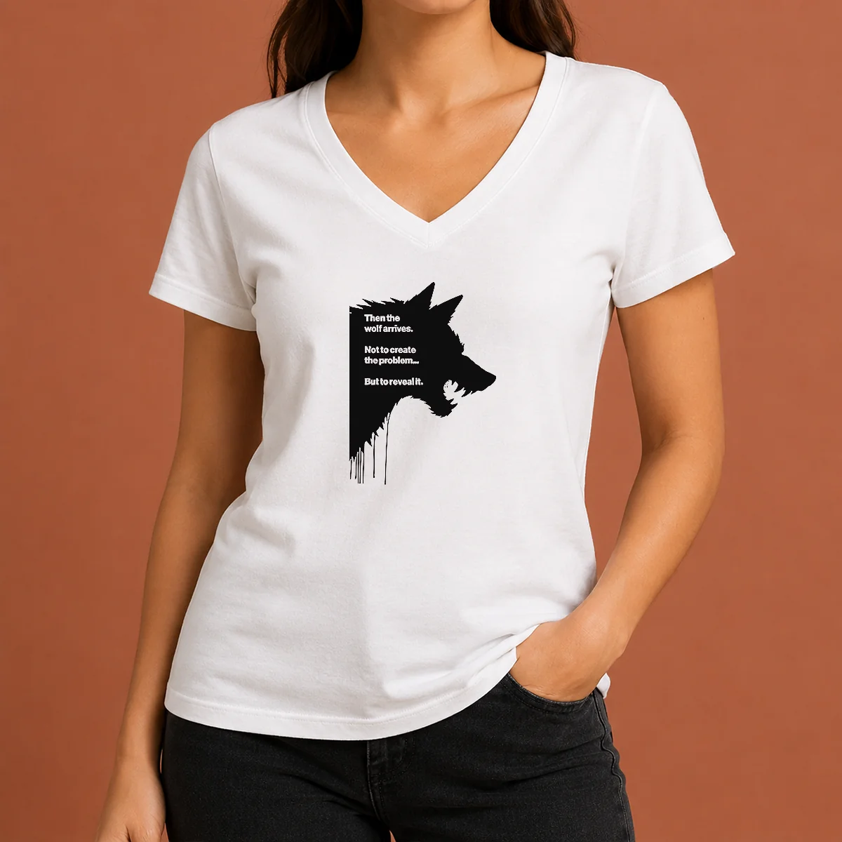 Funny Wolf Then The Wolf Arrives V-Neck Shirt Funny Wolf Then The Wolf Arrives V-Neck Shirt