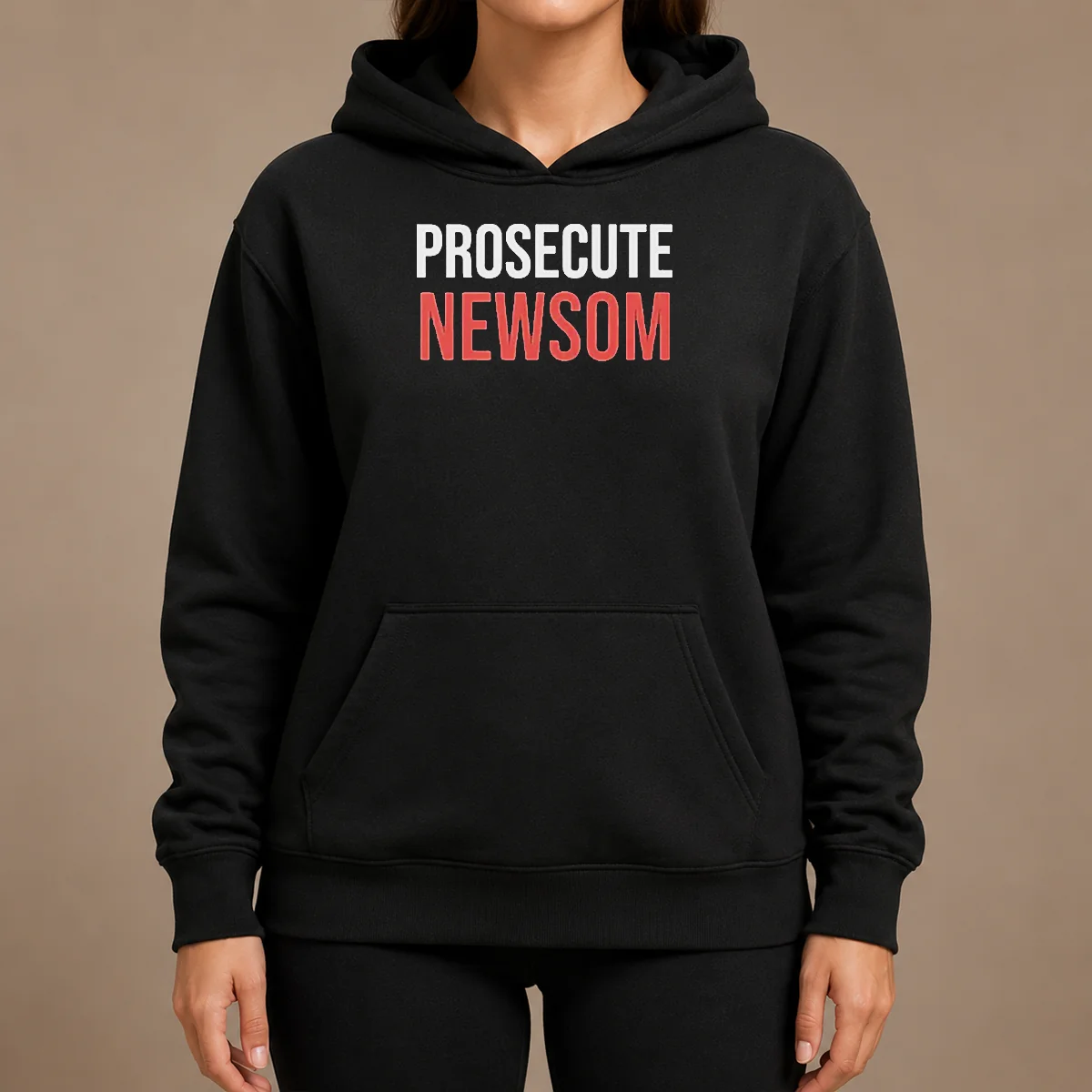 Good Awesome Prosecute Newsom Hoodie Good Awesome Prosecute Newsom Hoodie in black with front graphic print, comfortable pullover style with kangaroo pocket