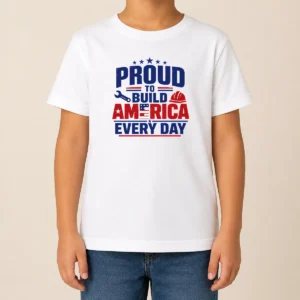 Good Labour Day Proud American Worker Typography Kids T-Shirt