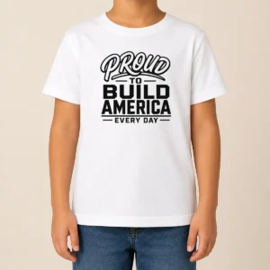Good Labour Day Proud Builder With Line Art Typography Kids T-Shirt