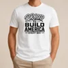 Good Labour Day Proud Builder With Line Art Typography t shirt in black, short sleeve cotton tee