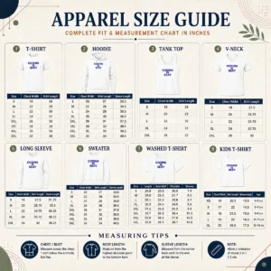 Size chart for Good Original Coding Is Sexy Text with measurements in inches and cm
