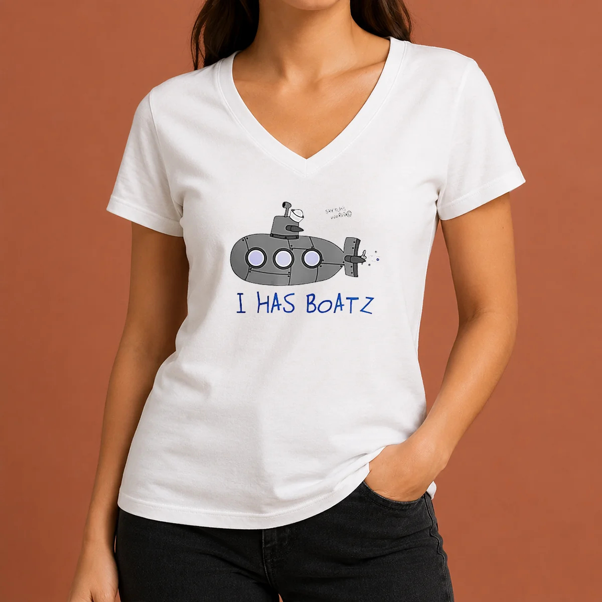 Good Premium Submarine I Has Boatz V-Neck Shirt Good Premium Submarine I Has Boatz V-Neck Shirt