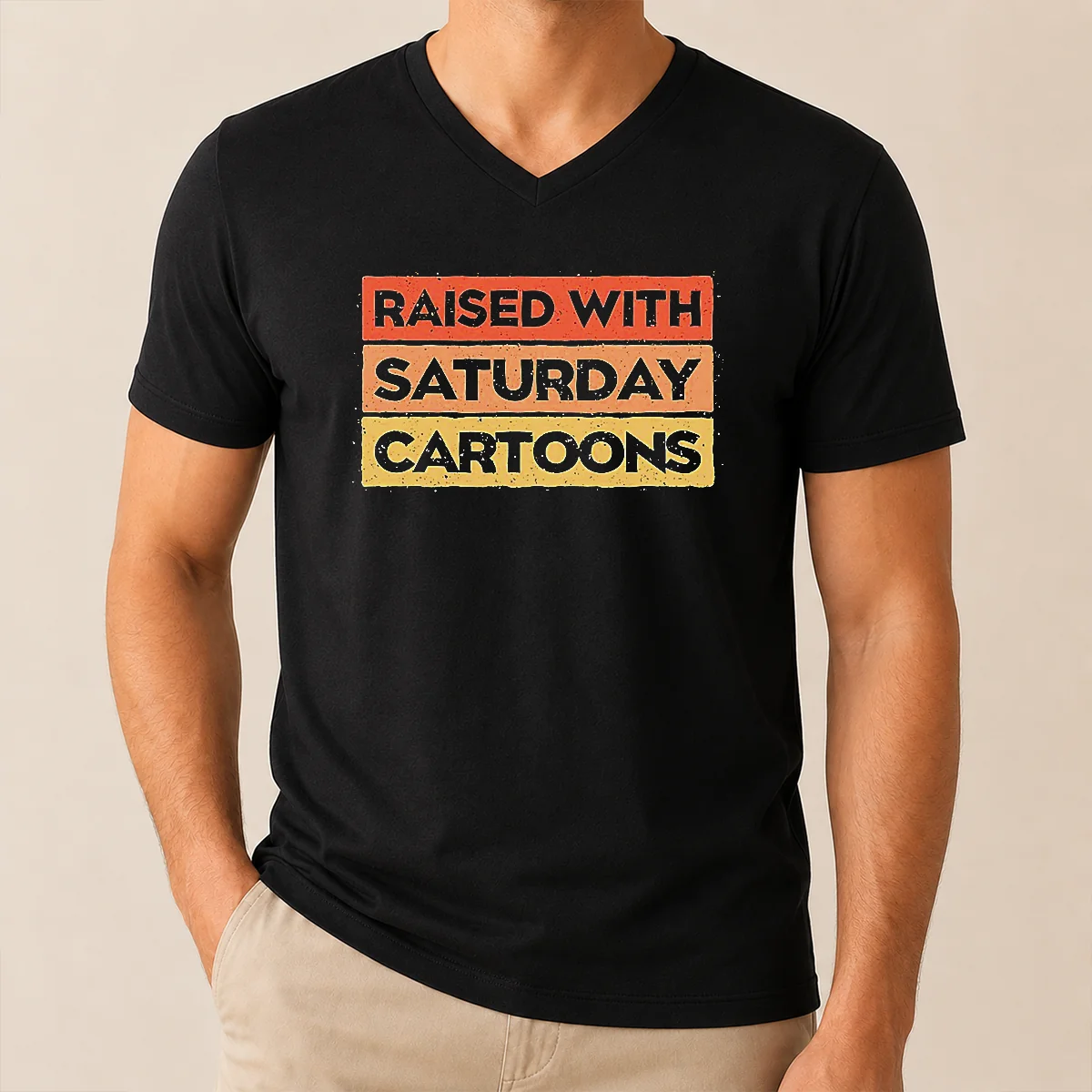 Good Raised With Saturday Cartoons Retro V-Neck Shirt Good Raised With Saturday Cartoons Retro V-Neck Shirt