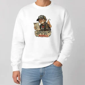 Good Survived NYC Trip Funny Grunge Streetwear Sweater featuring bold graphic print on a cozy crewneck sweatshirt