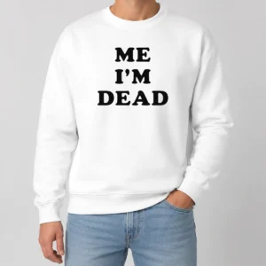 Good Touch Me I'M Dead Slogan Funny Goth Humor sweater in black with bold white text on front