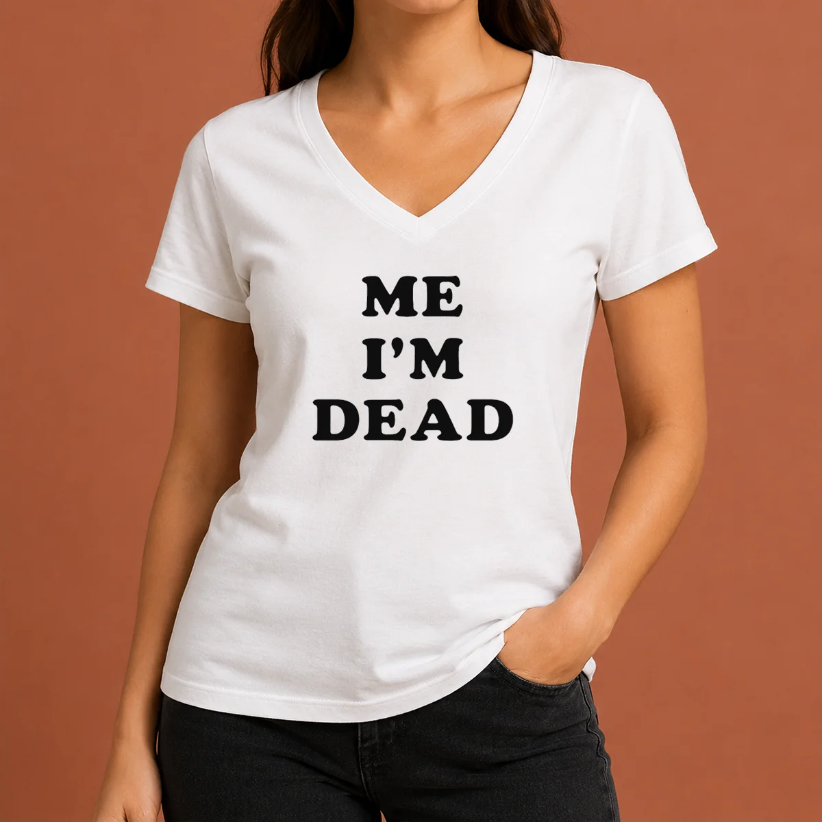 Good Touch Me I'M Dead Slogan V-Neck Shirt Good Touch Me I'M Dead Slogan V-Neck Shirt
